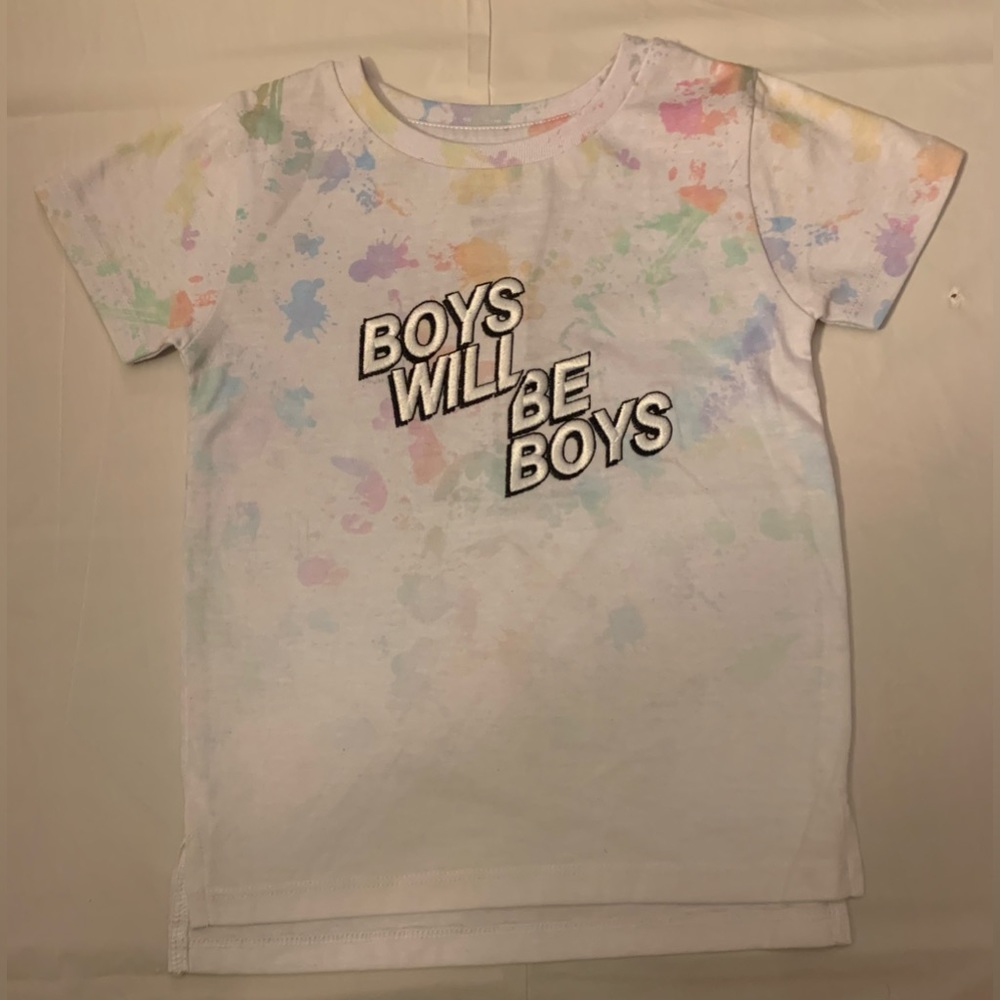 River Island BOYS WILL BE BOYS Splash Paint Short Sleeve T-Shirt
